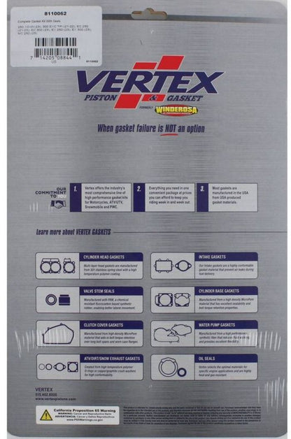 Vertex Complete Gasket Kit with Seals - Part 8110062