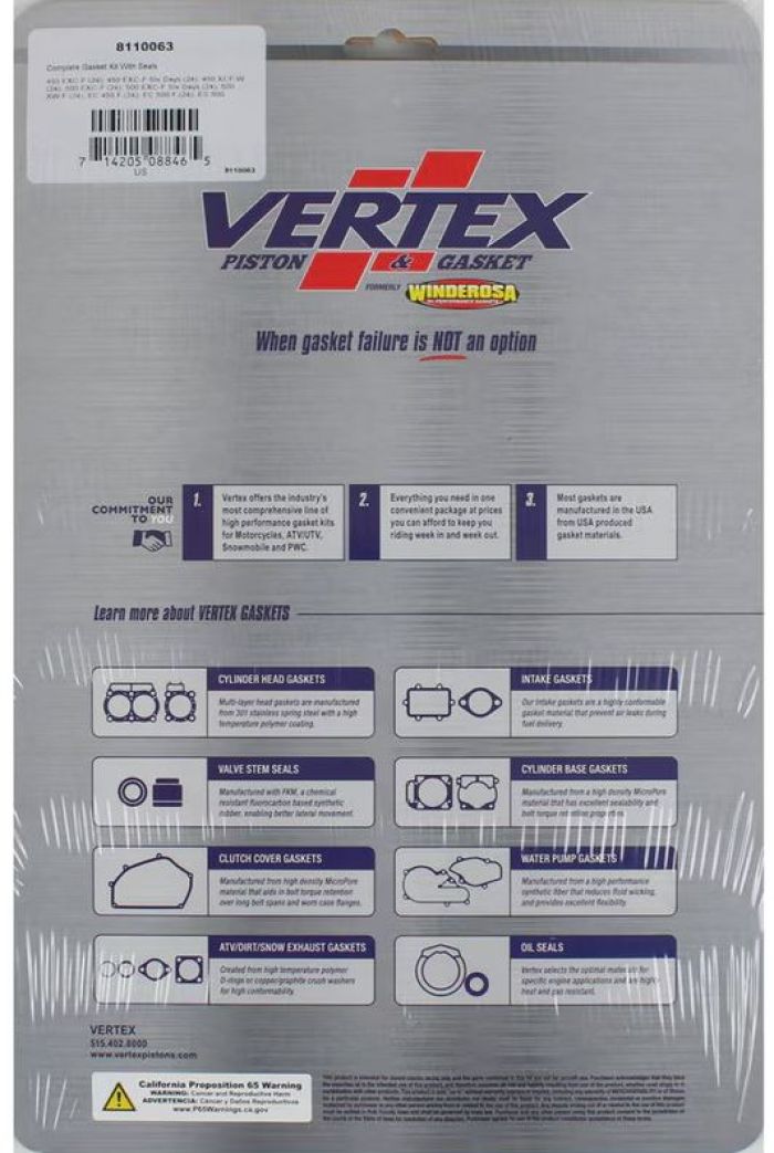 Vertex Complete Gasket Kit with Seals - Part Number 8110063
