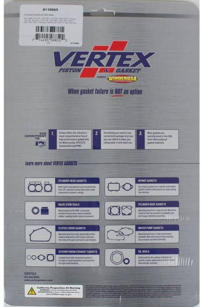 Vertex Complete Gasket Kit with Seals - Part Number 8110065