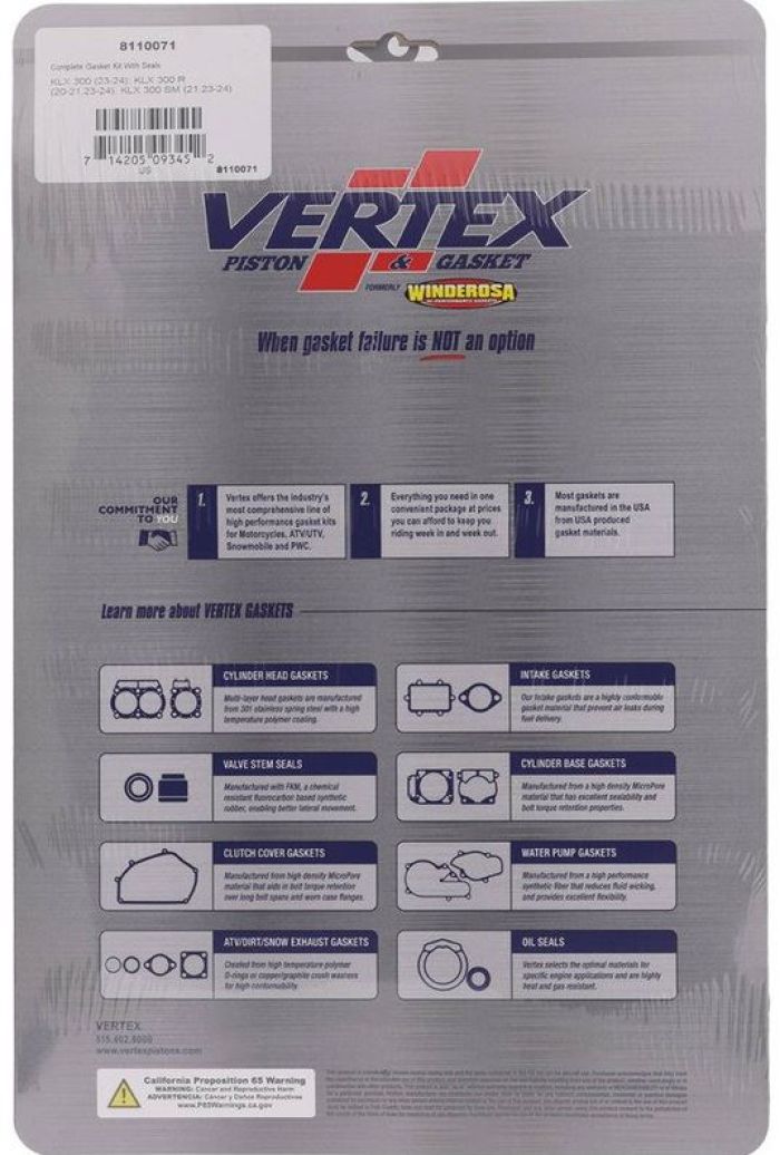 Vertex Complete Gasket Kit with Seals - Part 8110071