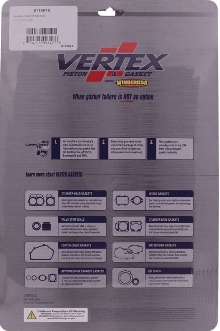 Vertex Complete Gasket Kit with Seals - Part 8110072