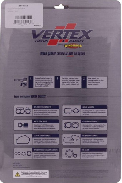 Vertex Complete Gasket Kit with Seals - Part 8110072