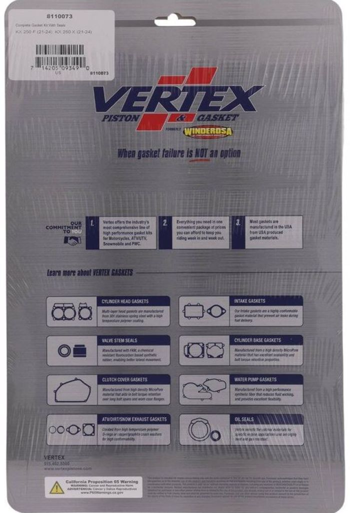 Vertex Complete Gasket Kit with Seals - Part Number 8110073