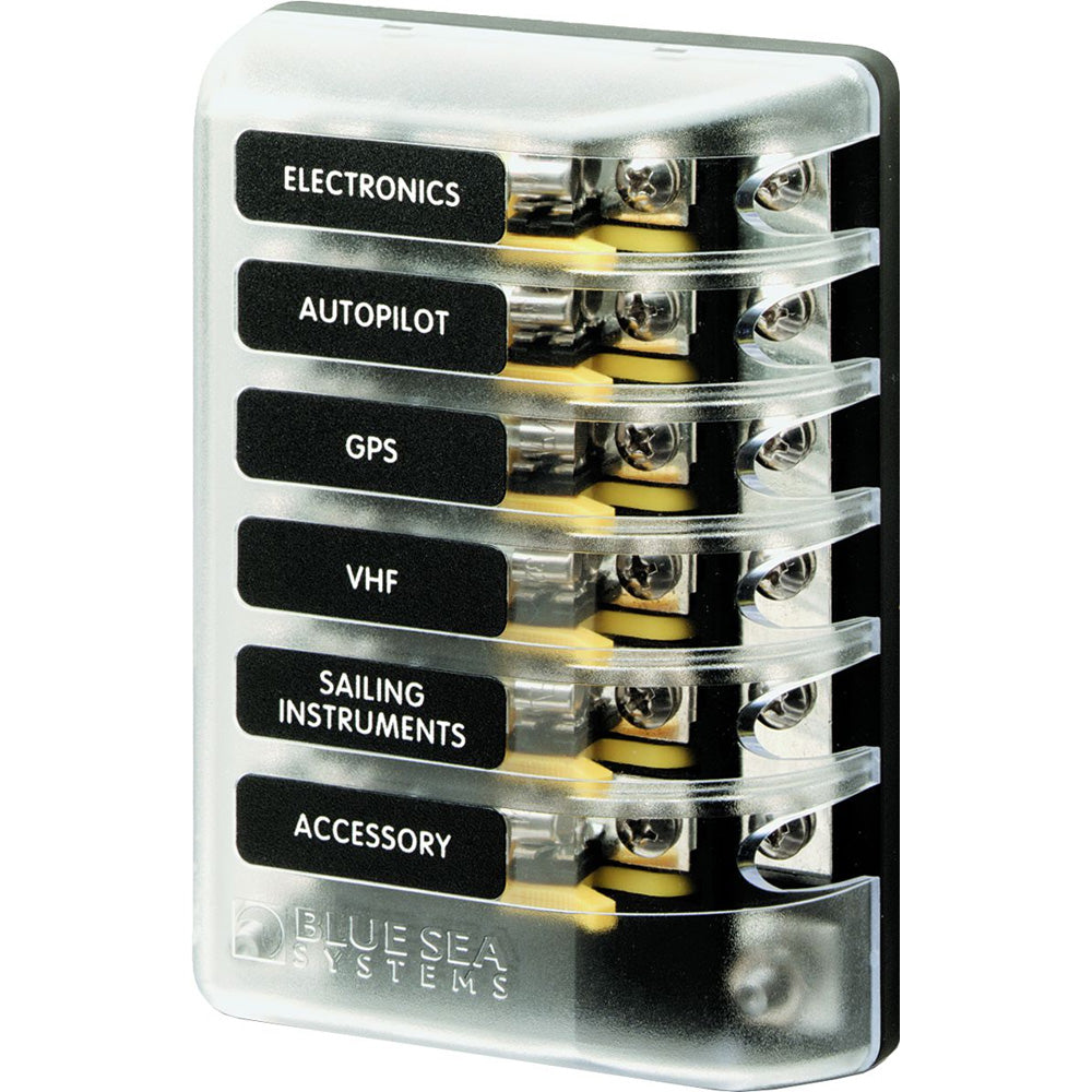 Blue Sea Systems 5015 ST Glass Fuse Block with Negative Bus for Marine Electrical Systems