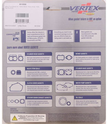 Vertex Water Pump Rebuild Kit - Part Number 8210008
