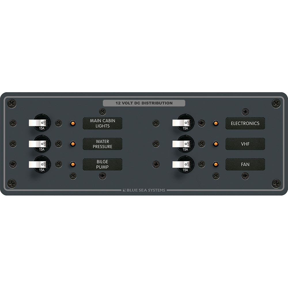 Blue Sea Systems 8096 DC 6-Position Toggle Branch Circuit Breaker Panel with White Switches