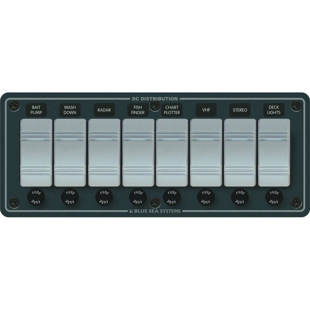 Blue Sea Systems 8261 Waterproof 8-Position Panel with Contura Switches and Slate Grey Finish