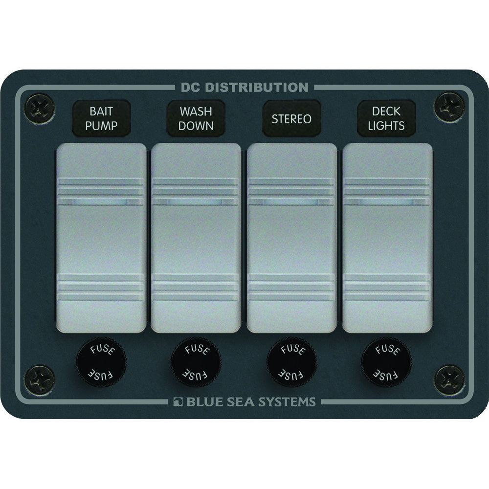 Blue Sea Systems 8262 Waterproof 4-Position Panel with Contura Switches and Slate Grey Finish