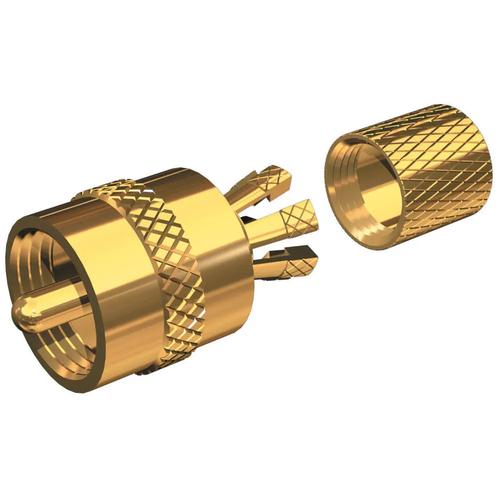 Shakespeare PL-259-CP-G Solderless Centerpin Connector for RG-8X and RG-58/AU Coax, Gold Plated