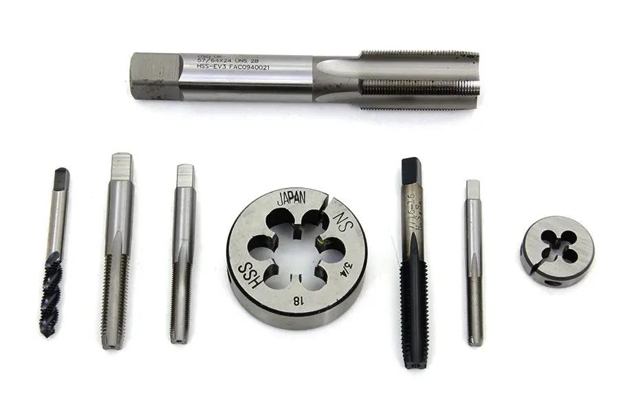 Motorshop Die Tool and Tap Set for Harley Davidson W Models - Precision Tool Kit with Headbolt, Brake Drum, Mainshaft, and Handlebar End Taps by Motorshop