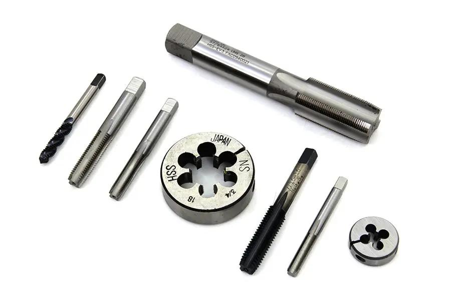 Motorshop Die Tool and Tap Set for Harley Davidson W Models - Precision Tool Kit with Headbolt, Brake Drum, Mainshaft, and Handlebar End Taps by Motorshop