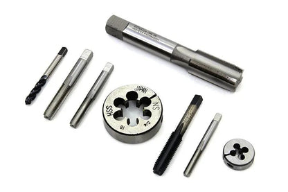 Motorshop Die Tool and Tap Set for Harley Davidson W Models - Precision Tool Kit with Headbolt, Brake Drum, Mainshaft, and Handlebar End Taps by Motorshop