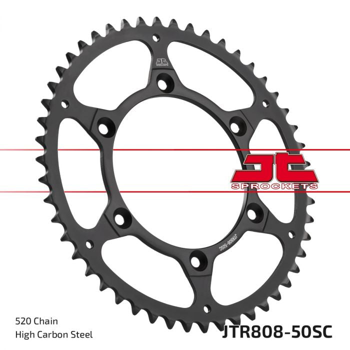 JT Sprocket JTR808.50SC 50-Tooth Steel Rear Sprocket with Self-Cleaning Feature