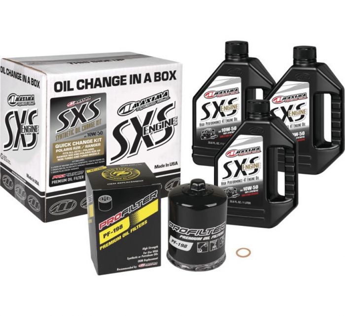 Maxima SxS Quick Change Kit 5W50 Synthetic with Black Filter - Easy Oil Change Solution