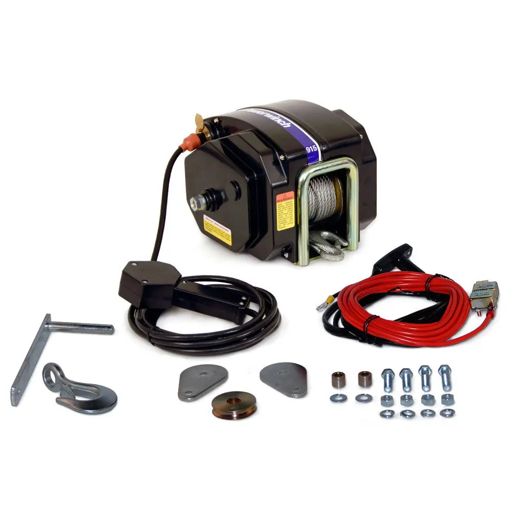 Powerwinch 915 12V Electric Trailer Winch with Remote Control and Pulley Block