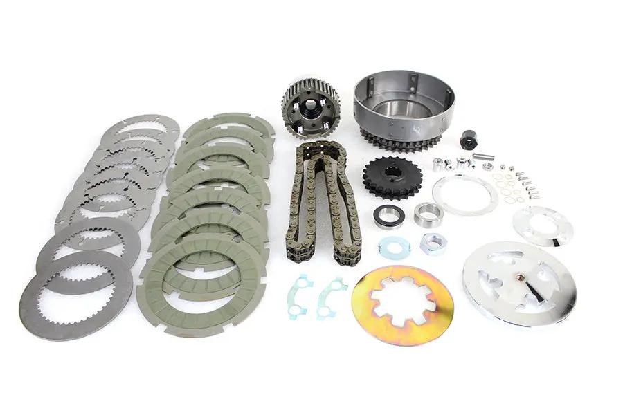 York Clutch Pack Kit for Harley Davidson FL Models - Includes Kevlar Clutch, Drum Shell, 23-Tooth Sprocket, and 82-Link Chain by York