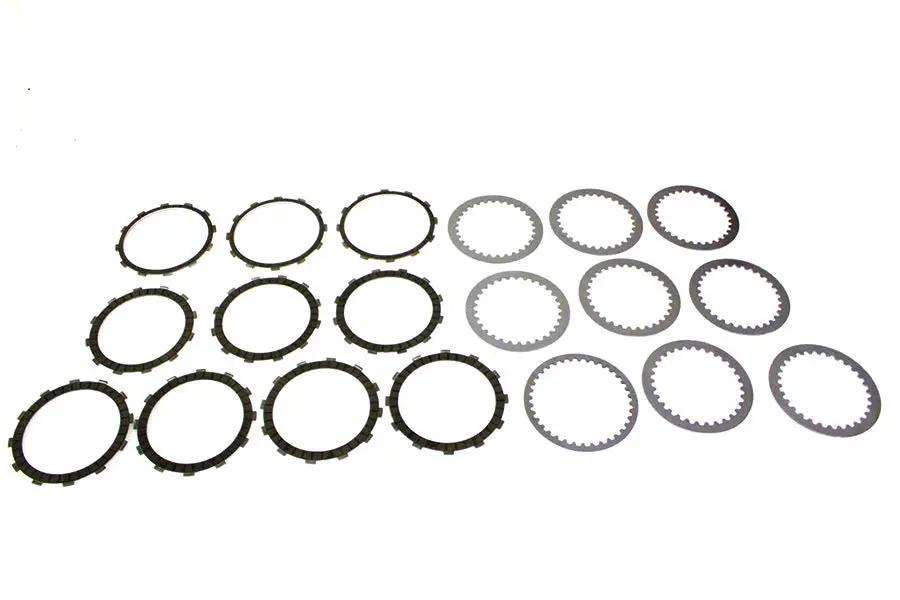 V-Twin M8 Clutch Plate Set - Includes Fiber and Steel Contact Plates for Harley Davidson FLT and FLFB Models by V-Twin