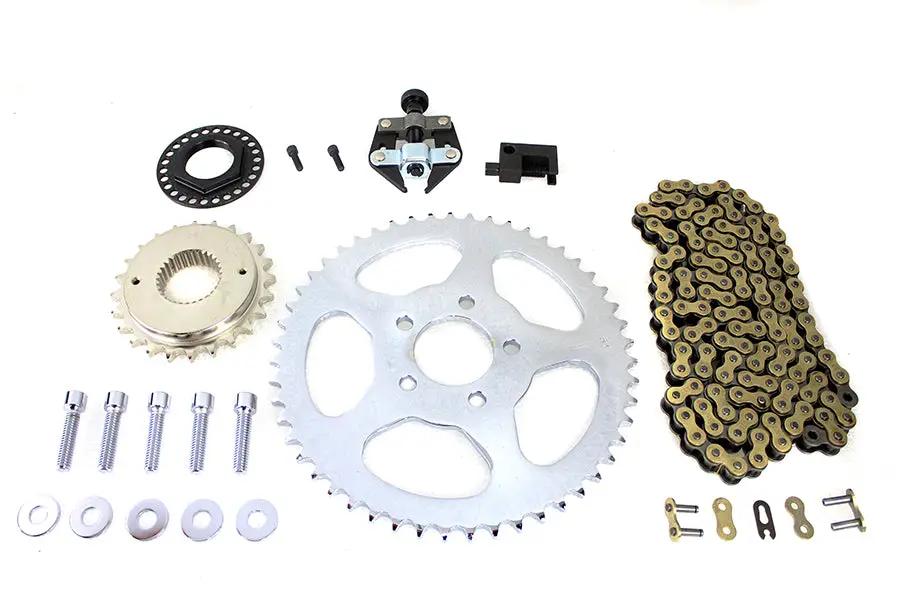 York Softail Rear Chain Drive Kit with 120-Link Rust-Resistant Gold Chain and Master Link for Harley Davidson FLST (2008-2017) by York