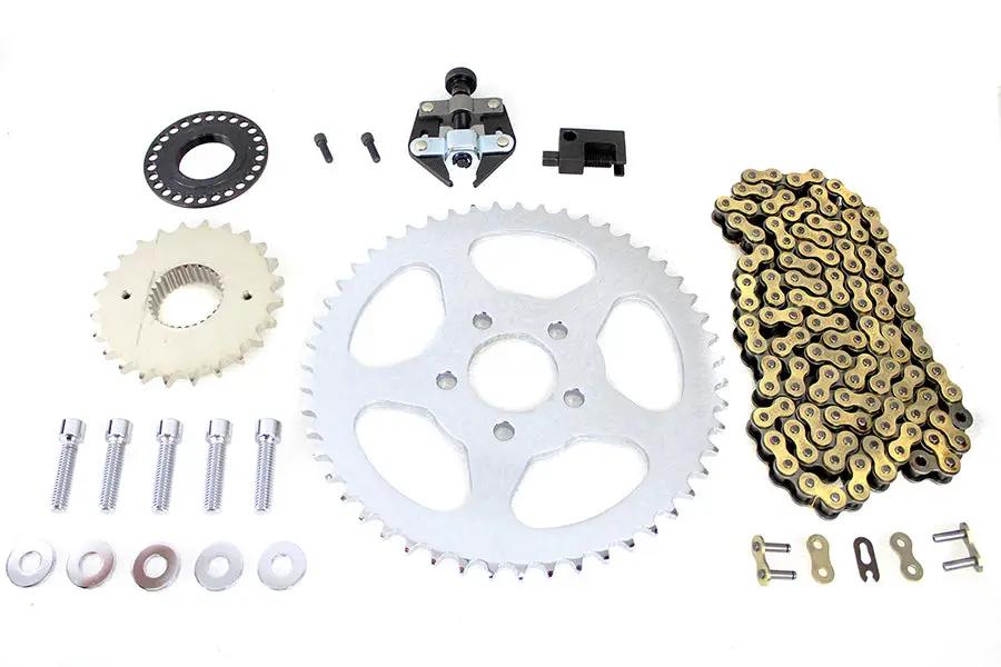 York Softail Rear Chain Drive Kit with 120-Link Rust-Resistant Gold Chain and Master Link for Harley Davidson FLST (2008-2017) by York