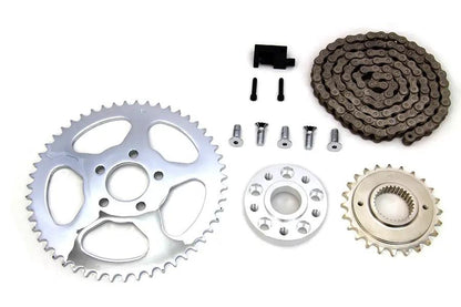 York FXD Rear Chain Drive Kit - 24 Tooth Front & 51 Tooth Chrome Rear Sprockets with 530 Chain for Harley Davidson FXD Models by York