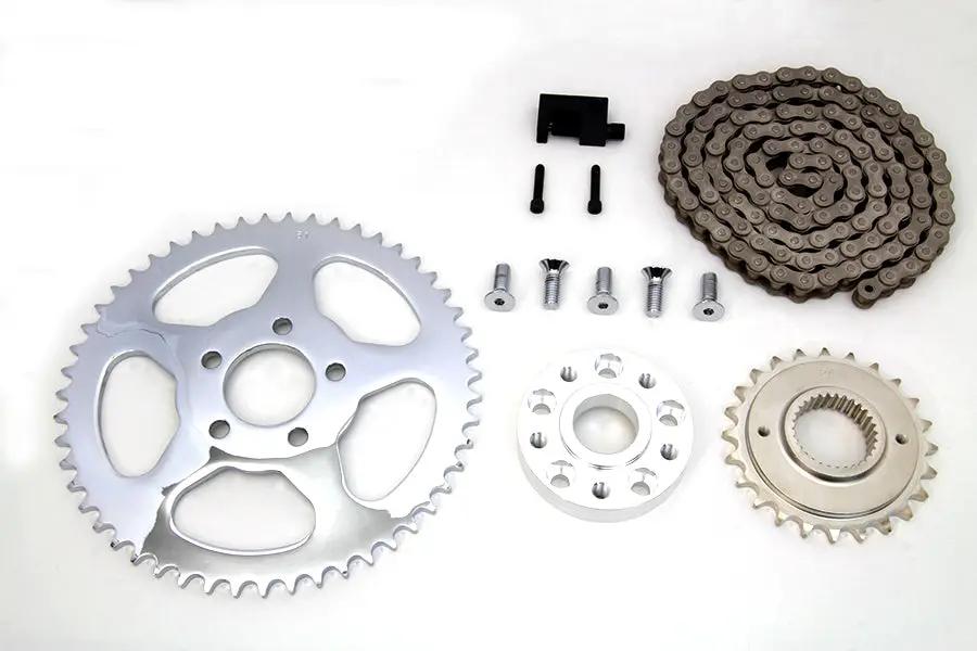 York FXD Rear Chain Drive Kit - 24 Tooth Front & 51 Tooth Chrome Rear Sprockets with 530 Chain for Harley Davidson FXD Models by York