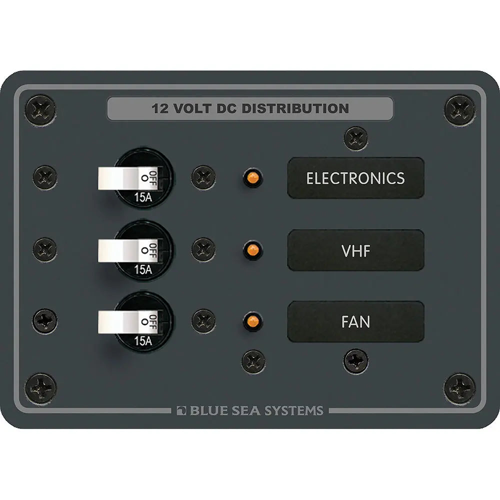 Blue Sea Systems 8025 DC 3-Position Breaker Panel with White Switches