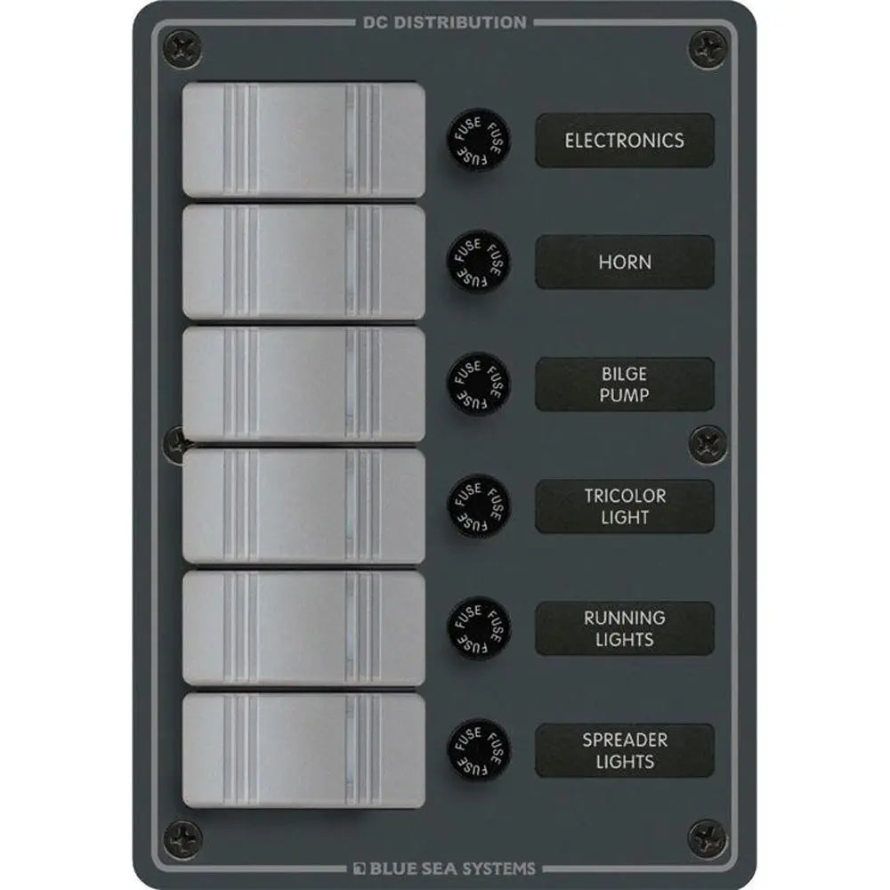 Blue Sea Systems 8053 Slate Grey 6-Position Vertical Marine Switch Panel