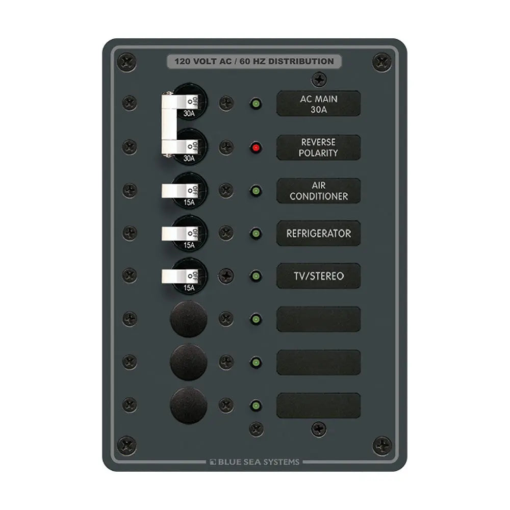 Blue Sea Systems 8027 AC Main +6 Position Breaker Panel with White Switches