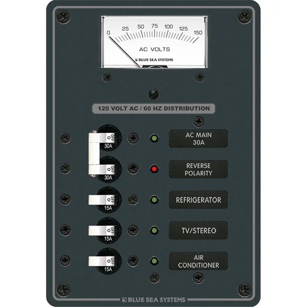 Blue Sea Systems 8043 AC Main +3 Positions Toggle Circuit Breaker Panel with White Switches