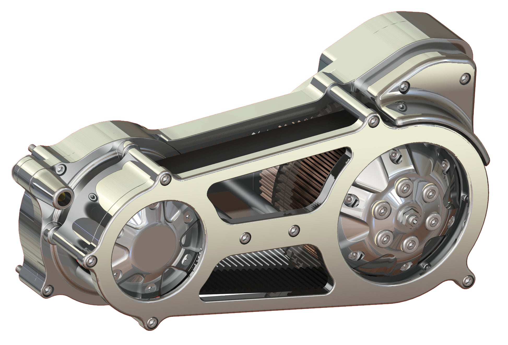 Ultima 2 Inch Bagger Primary Belt Drive Assembly Polished for Harley Davidson