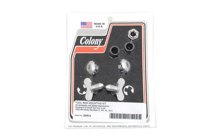 Colony Tool Box Mounting Kit with Cadmium Finish for Harley Davidson K Models by Colony