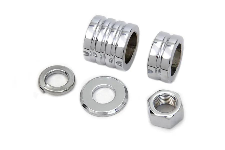 Colony Chrome Front Axle Spacer Kit Groove Style for Harley Davidson FLSTF 2000-2006 by Colony