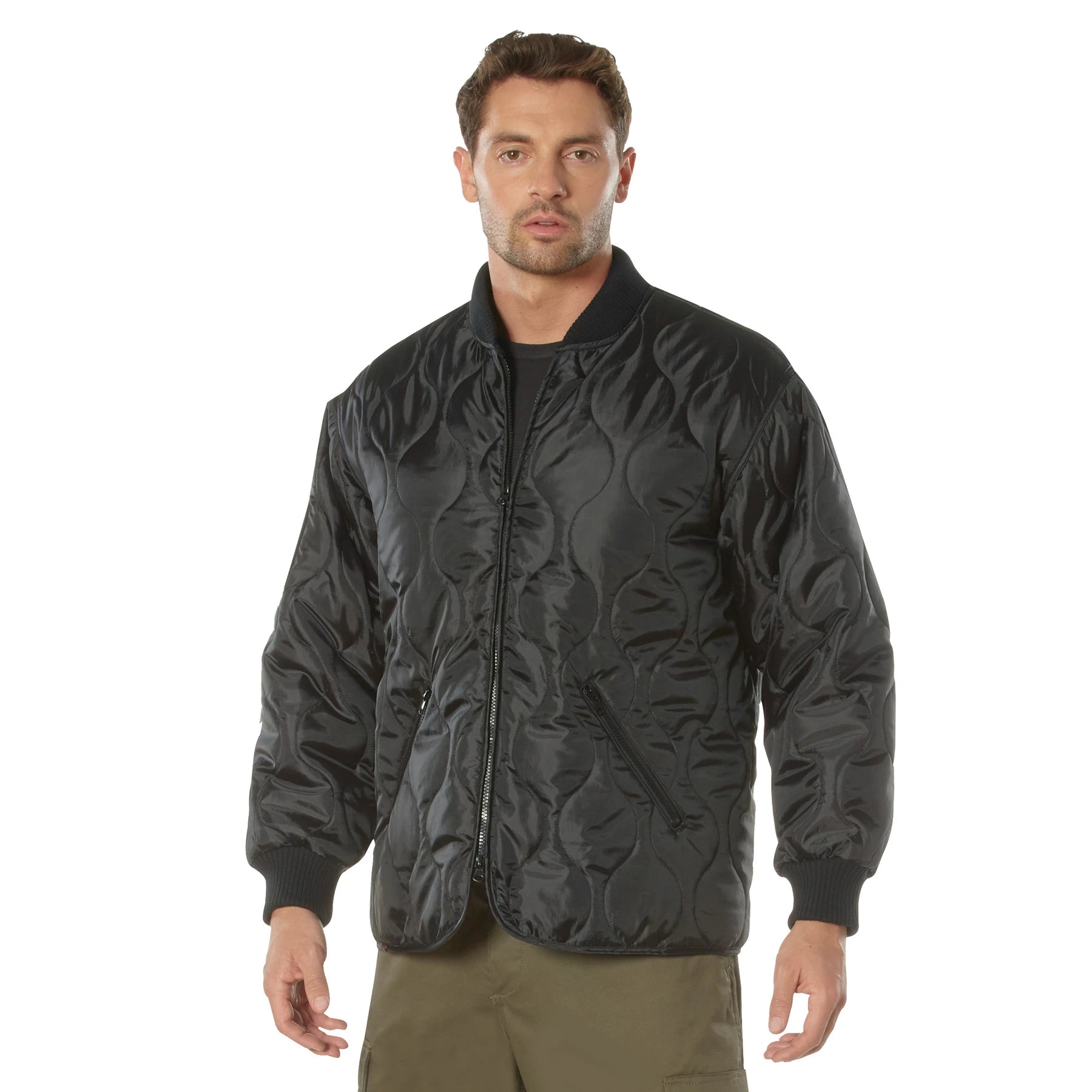 Rothco Concealed Carry Quilted Woobie Jacket in Black, Size Large