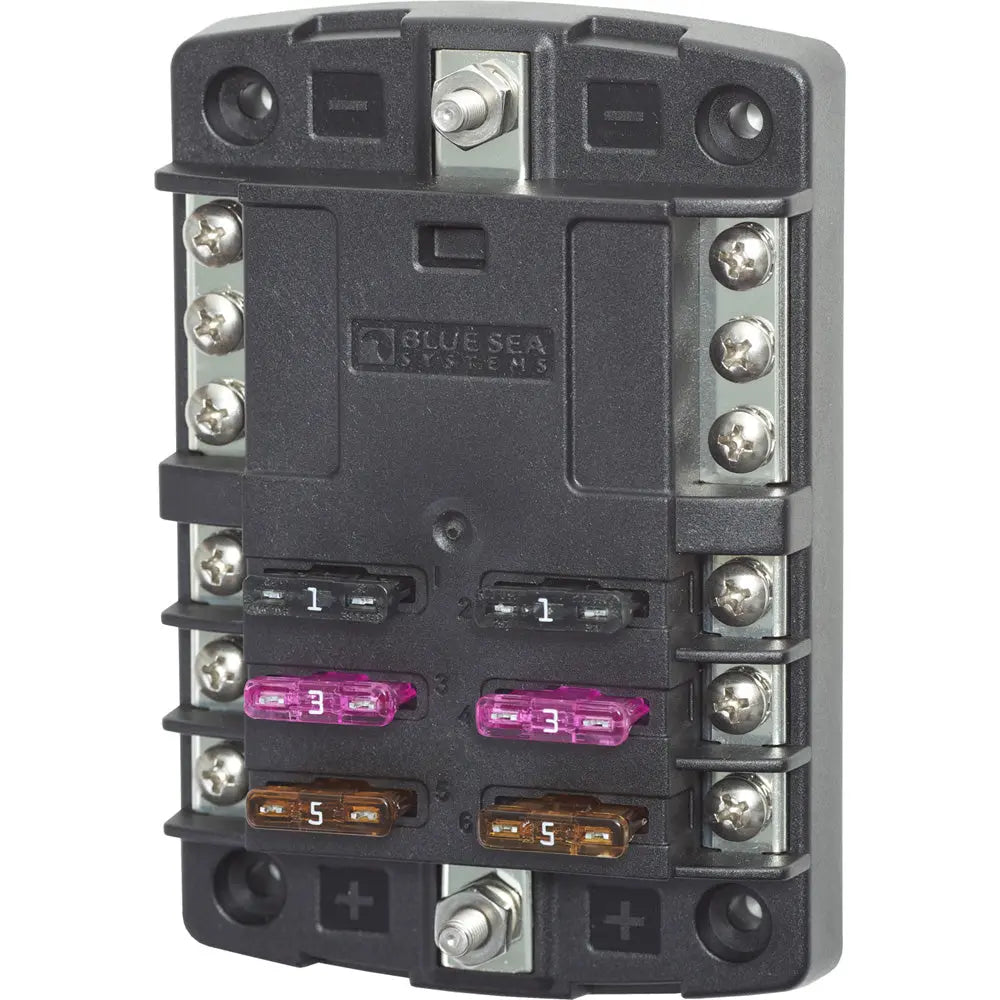 Blue Sea Systems 5030 ST Blade Fuse Block with Negative Bus - 6 Circuit, No Cover