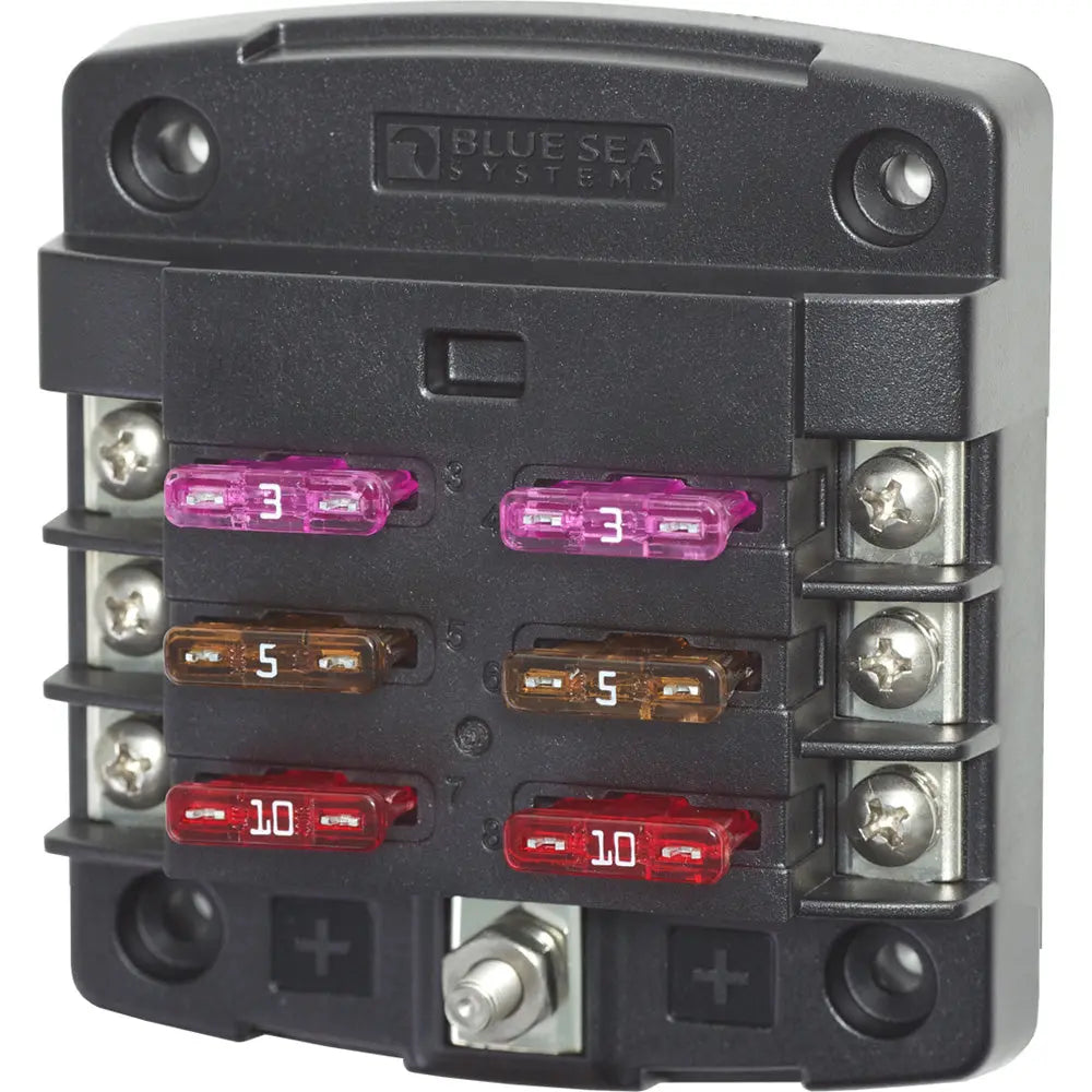 Blue Sea Systems 5033 ST Blade Fuse Block – 6 Circuit, No Cover, No Negative Bus