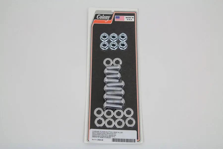 Colony Rear Fender Strut Bolt Kit Chrome for Harley Davidson FXST and FLST Models by Colony