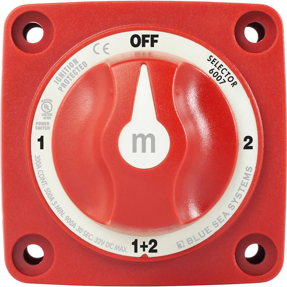 Blue Sea Systems 6007 m-Series Mini Battery Switch Selector – Four-Position Marine and RV Power Control