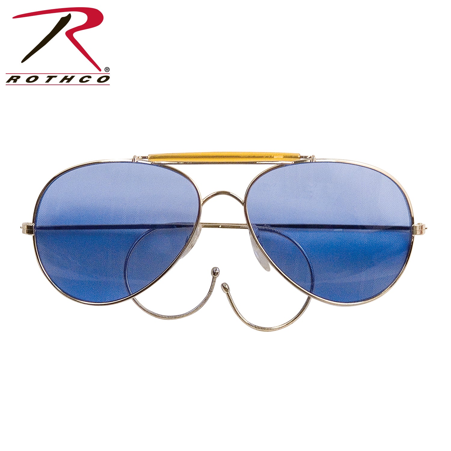 Rothco Aviator Air Force Style Sunglasses - Blue with UV Protection and Military Printed Case