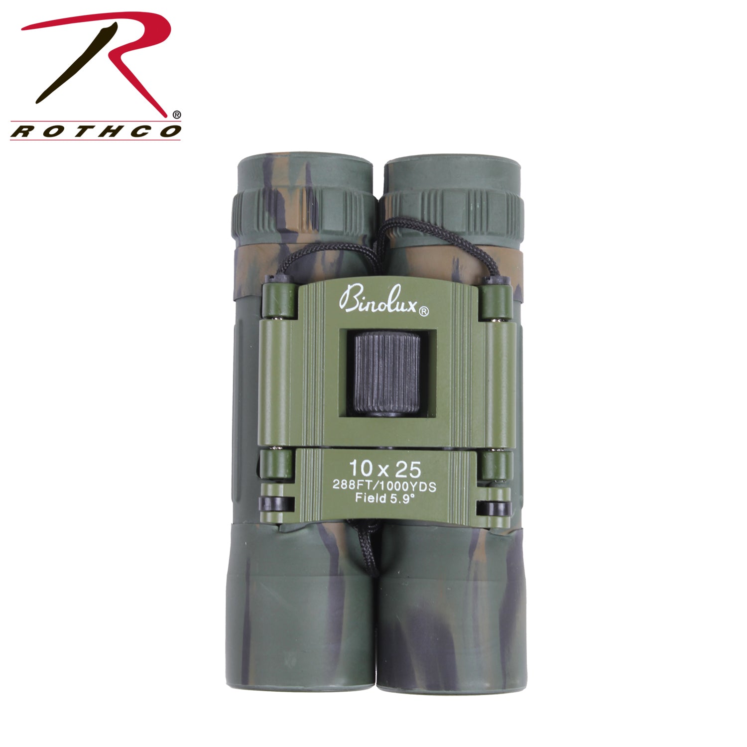Rothco Camo Compact 10x25mm Binoculars - Rugged Roof Prism Design with Carrying Case