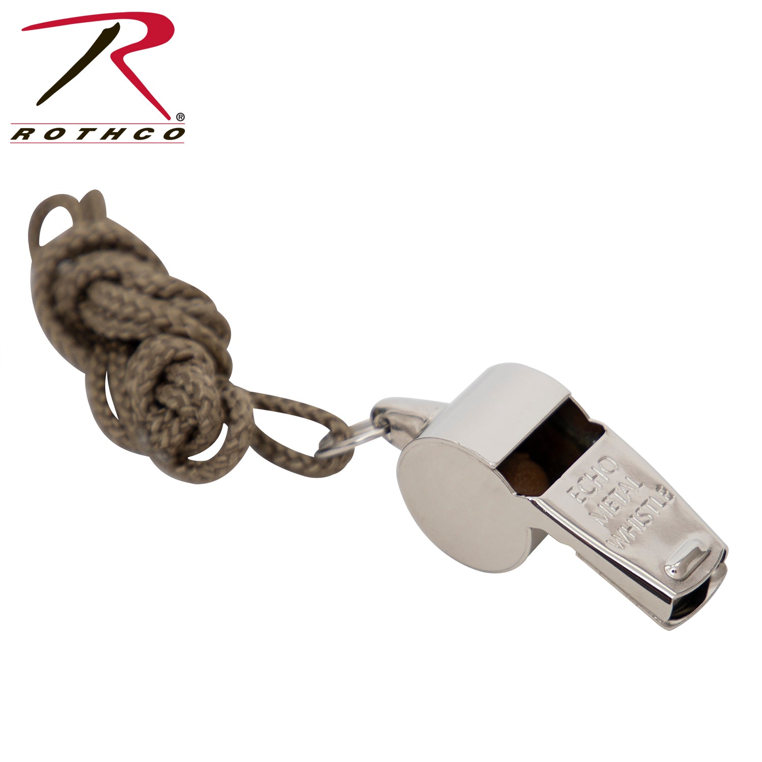 Rothco GI Style Police Whistle Silver with 30-Inch Lanyard – Durable Emergency Signal Tool