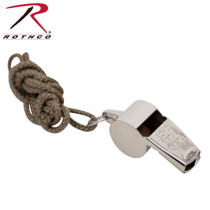 Rothco GI Style Police Whistle Silver with 30-Inch Lanyard – Durable Emergency Signal Tool