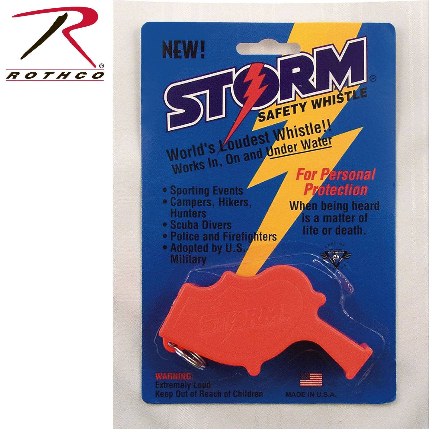 U.S. Navy Storm All Weather Whistle Orange - High-Impact Plastic Emergency Signal Tool