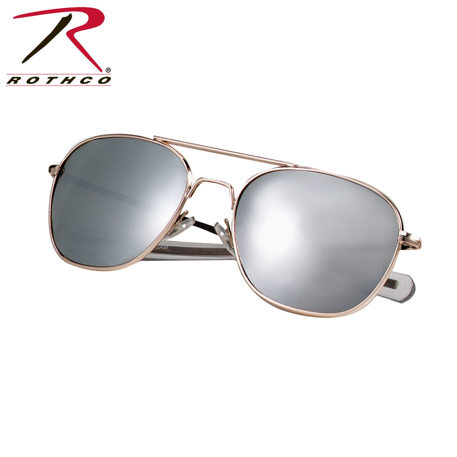 Rothco G.I. Type Aviator Sunglasses in Gold with Mirror Lenses, 58 MM