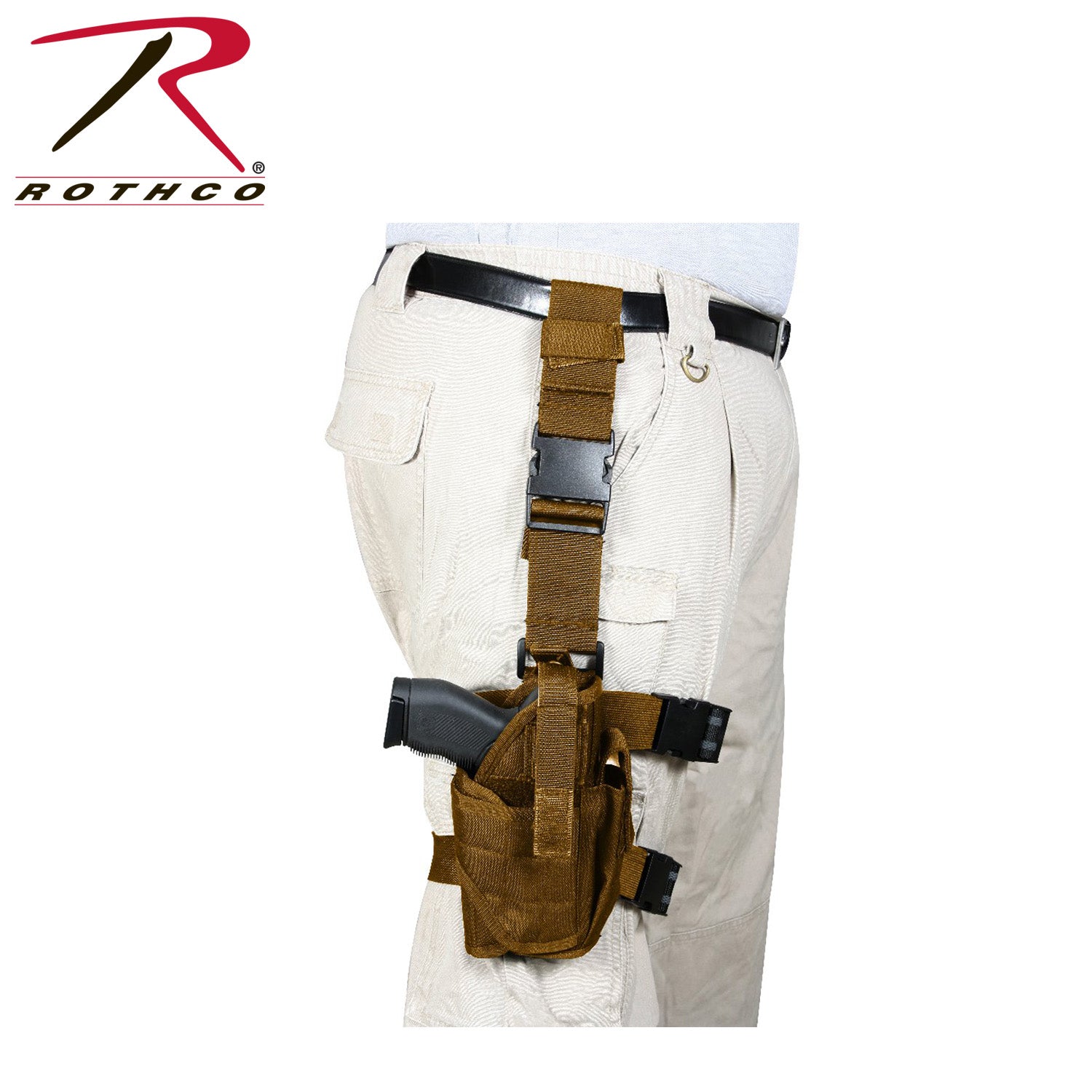 Rothco Deluxe Adjustable Drop Leg Tactical Holster in Coyote Brown, Part Number 10753