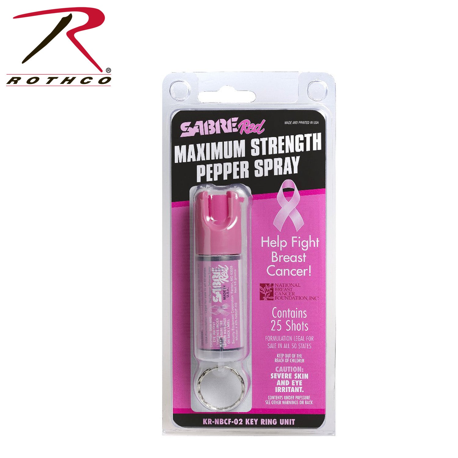Pink Sabre Pepper Spray USA Formula Part Number 11011 – Personal Safety with Key Ring Attachment