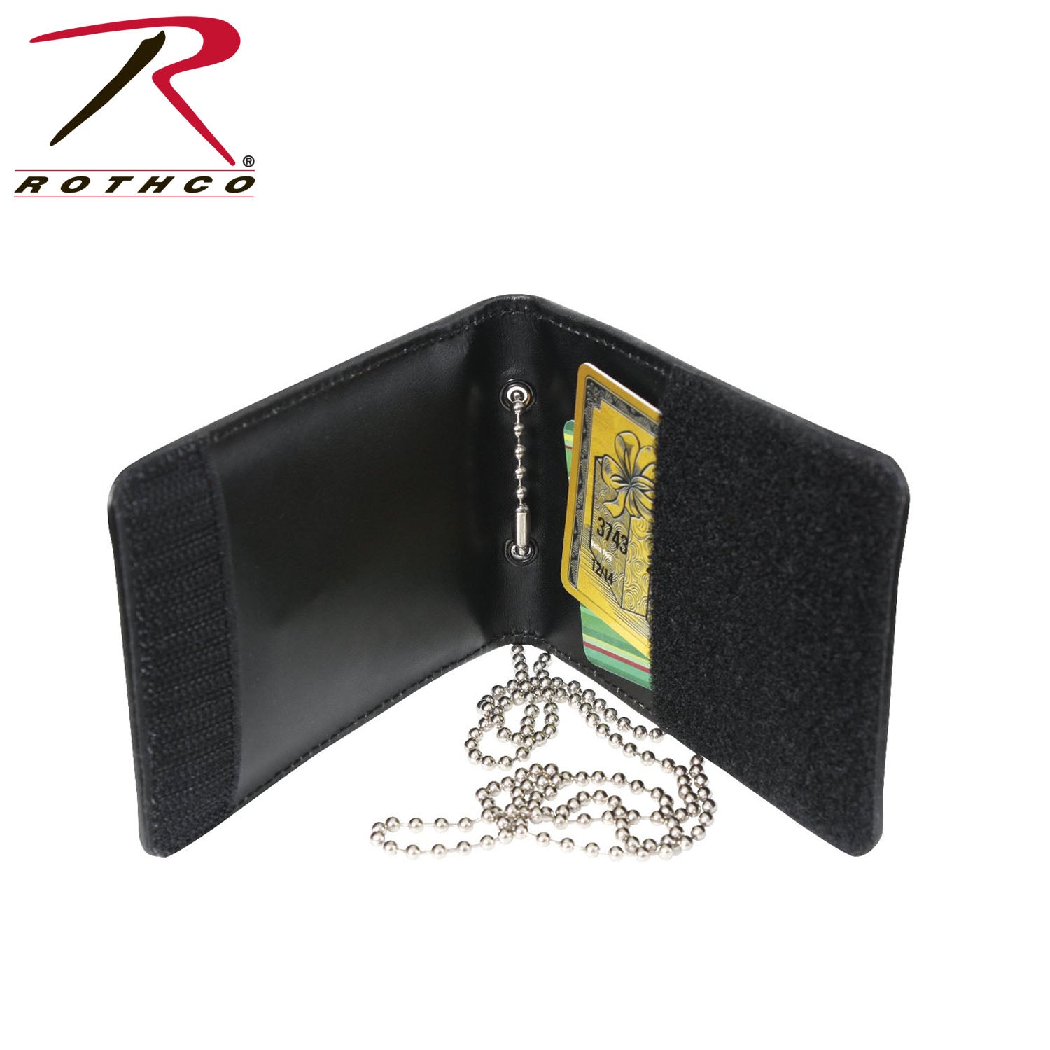 Rothco Leather Neck ID Badge Holder with 33-Inch Chain and Card Slot - Part Number 1139