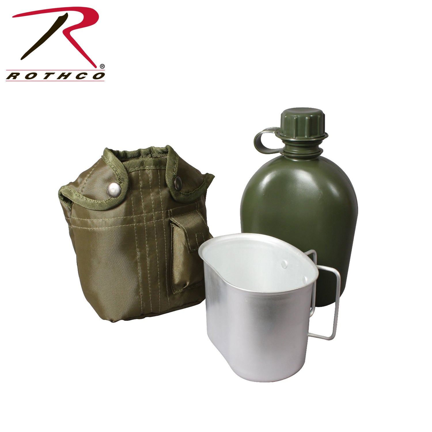 Rothco 3 Piece Canteen Kit with Cover & Aluminum Cup - Olive Drab
