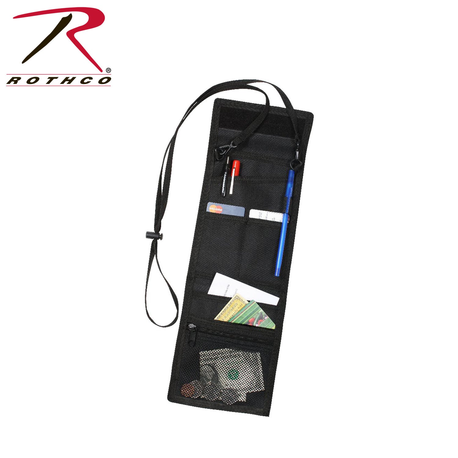 Rothco Deluxe ID Holder Black with Multiple Storage Compartments and Adjustable Neck Cord