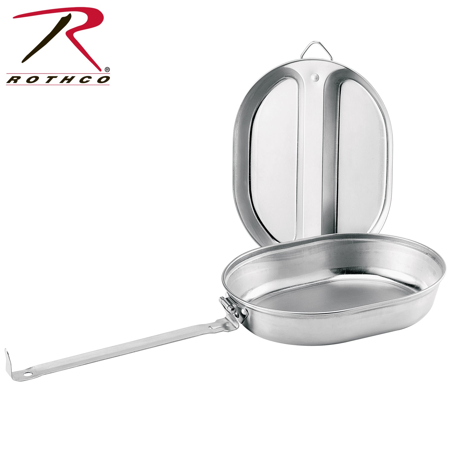Rothco GI Type Stainless Steel Mess Kit - Compact Camping Cookware with Fry Pan and 2-Compartment Plate