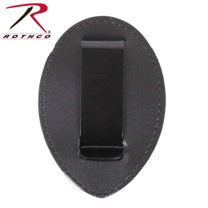 Rothco Leather Clip-On Badge Holder with Steel Clip - West Coast Style, Part Number 1131
